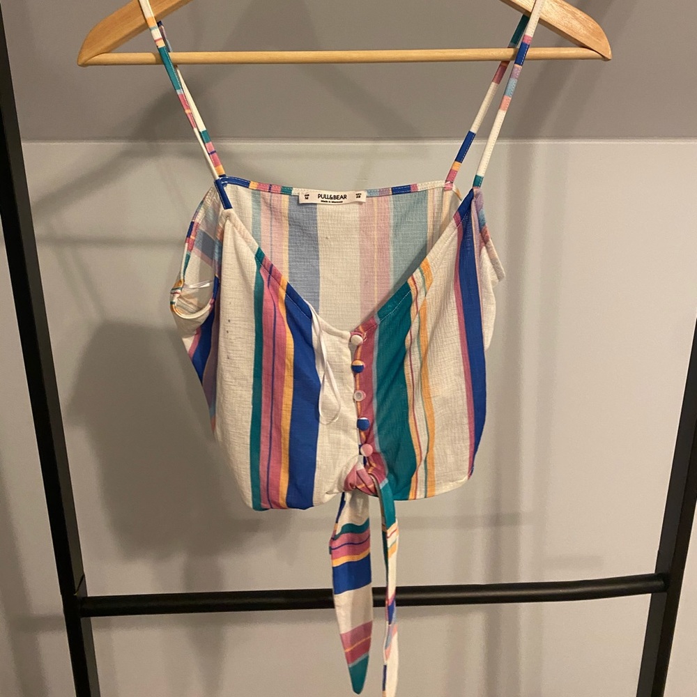 striped crop tank top